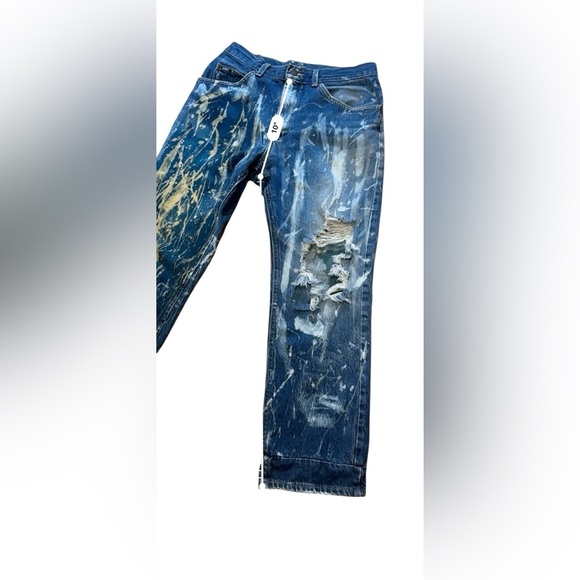 Thrashed Bleach 90s Vintage Lee Jeans 27” High Waisted Bootcut Dark Wash Denim - Picture 11 of 15